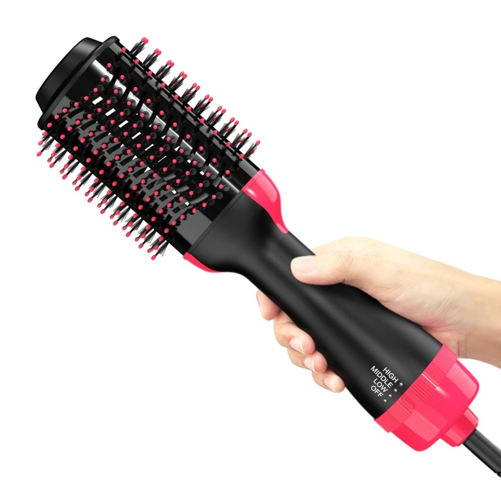 NWT 4-in-1 Hot Air Blow Dryer Brush Volumizer Straightener Pink